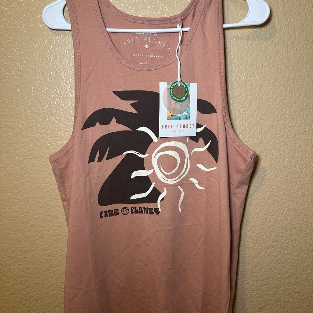 Free Planet Terracotta Tank Top with Artistic Design